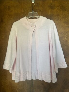 croft & barrow Light Pink One Open-Front Knit Cardigan